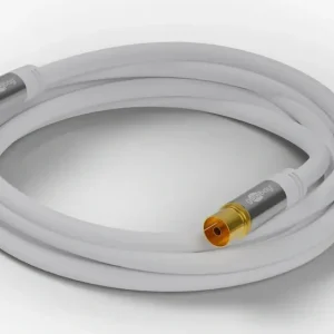 Finale Aktion TV Antennenkabel 135 dB, 4x geschirmt, 10 m, Weiß, - vergoldet, Koax-Buchse > Koax-Stecker (70325)
